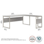 Bureau en L gris platine / blanc / gris orage / noyer moderne / noyer noir avec classeur mobile à 3 tiroirs pour 1 personne