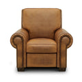 Fauteuil inclinable manuel en cuir pleine fleur vieilli à la main pour 1 personne – Tan / Taupe