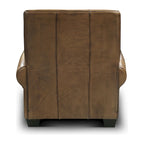 Fauteuil inclinable manuel en cuir pleine fleur vieilli à la main pour 1 personne – Tan / Taupe