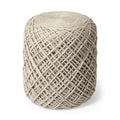 Pouf cylindrique en laine tissée à la main beige / gris / marron pour 1 personne