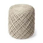Pouf cylindrique en laine tissée à la main beige / gris / marron pour 1 personne