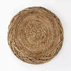 Pouf cylindrique en laine tissée à la main beige / gris / marron pour 1 personne