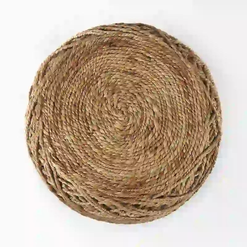 Pouf cylindrique en laine tissée à la main beige / gris / marron pour 1 personne