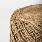 Pouf cylindrique en laine tissée à la main beige / gris / marron pour 1 personne