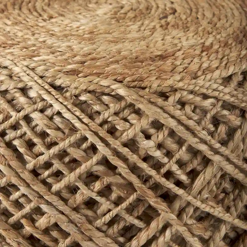 Pouf cylindrique en laine tissée à la main beige / gris / marron pour 1 personne