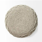 Pouf cylindrique en laine tissée à la main beige / gris / marron pour 1 personne