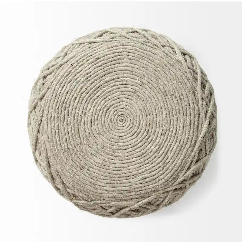 Pouf cylindrique en laine tissée à la main beige / gris / marron pour 1 personne