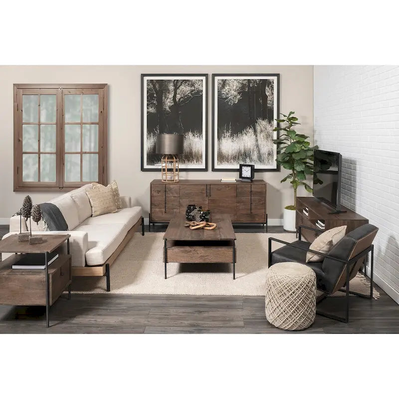 Pouf cylindrique en laine tissée à la main beige / gris / marron pour 1 personne