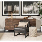 Pouf cylindrique en laine tissée à la main beige / gris / marron pour 1 personne