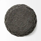 Pouf cylindrique en laine tissée à la main beige / gris / marron pour 1 personne