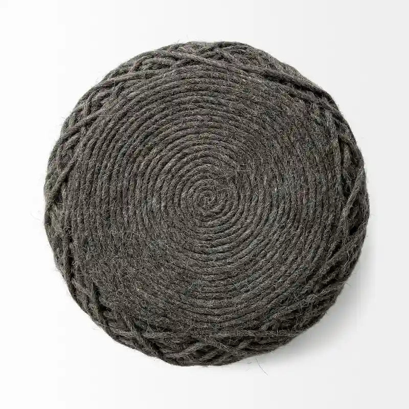 Pouf cylindrique en laine tissée à la main beige / gris / marron pour 1 personne