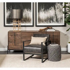 Pouf cylindrique en laine tissée à la main beige / gris / marron pour 1 personne