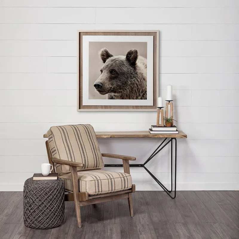 Pouf cylindrique en laine tissée à la main beige / gris / marron pour 1 personne