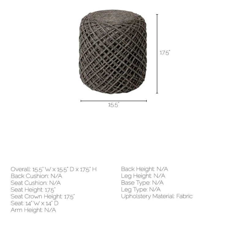 Pouf cylindrique en laine tissée à la main beige / gris / marron pour 1 personne