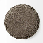 Pouf cylindrique en laine tissée à la main beige / gris / marron pour 1 personne