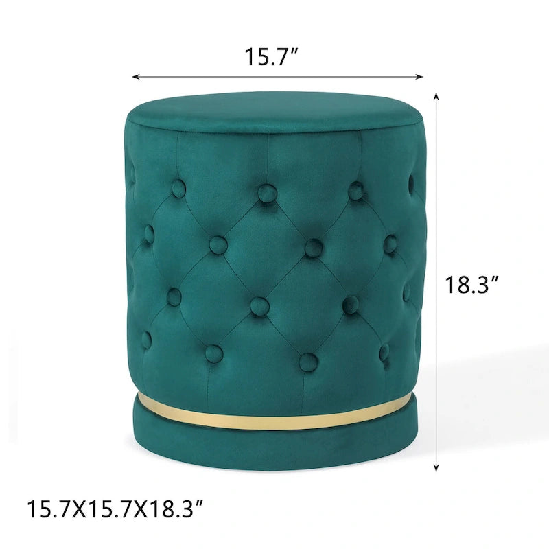 Repose-pieds rond capitonné en velours noir/violet/bleu-vert/gris pour 1 personne