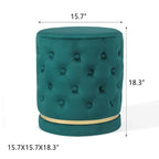 Repose-pieds rond capitonné en velours noir/violet/bleu-vert/gris pour 1 personne
