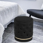 Repose-pieds rond capitonné en velours noir/violet/bleu-vert/gris pour 1 personne
