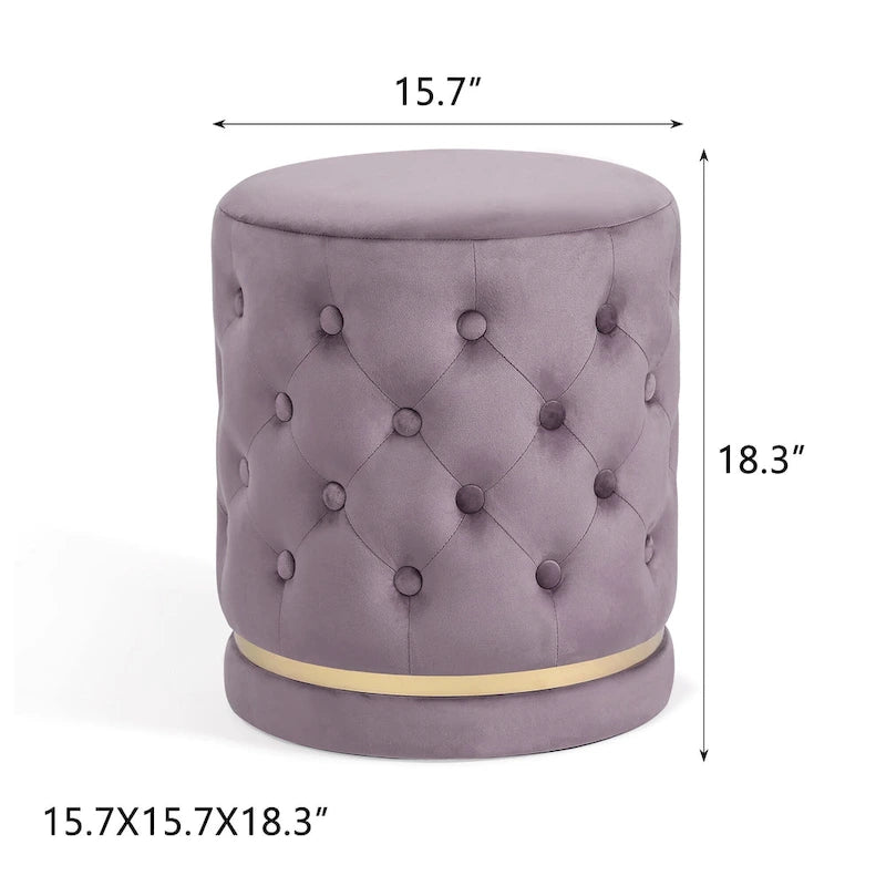Repose-pieds rond capitonné en velours noir/violet/bleu-vert/gris pour 1 personne