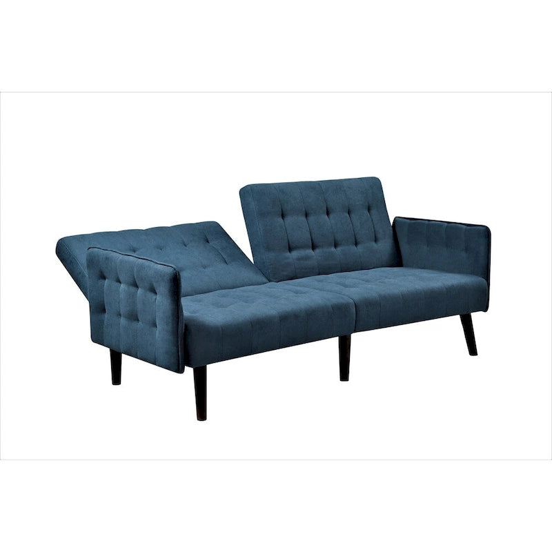 Canapé-lit convertible en lin pour 2 personnes - Gris / Bleu / Gris foncé / Beige