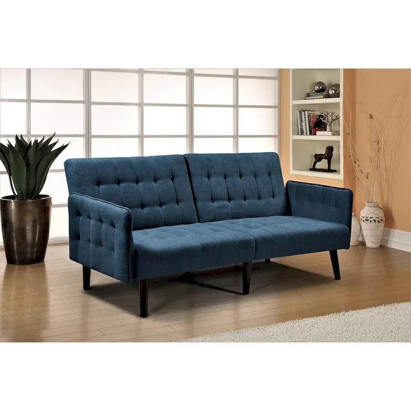 Canapé-lit convertible en lin pour 2 personnes - Gris / Bleu / Gris foncé / Beige