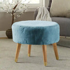 Ottoman ovale multicolore en fausse fourrure avec pieds en bois pour 1 personne