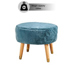 Ottoman ovale multicolore en fausse fourrure avec pieds en bois pour 1 personne