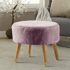 Ottoman ovale multicolore en fausse fourrure avec pieds en bois pour 1 personne