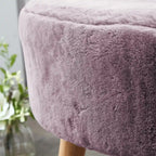 Ottoman ovale multicolore en fausse fourrure avec pieds en bois pour 1 personne