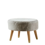 Ottoman ovale multicolore en fausse fourrure avec pieds en bois pour 1 personne