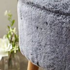 Ottoman ovale multicolore en fausse fourrure avec pieds en bois pour 1 personne