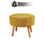 Ottoman ovale multicolore en fausse fourrure avec pieds en bois pour 1 personne