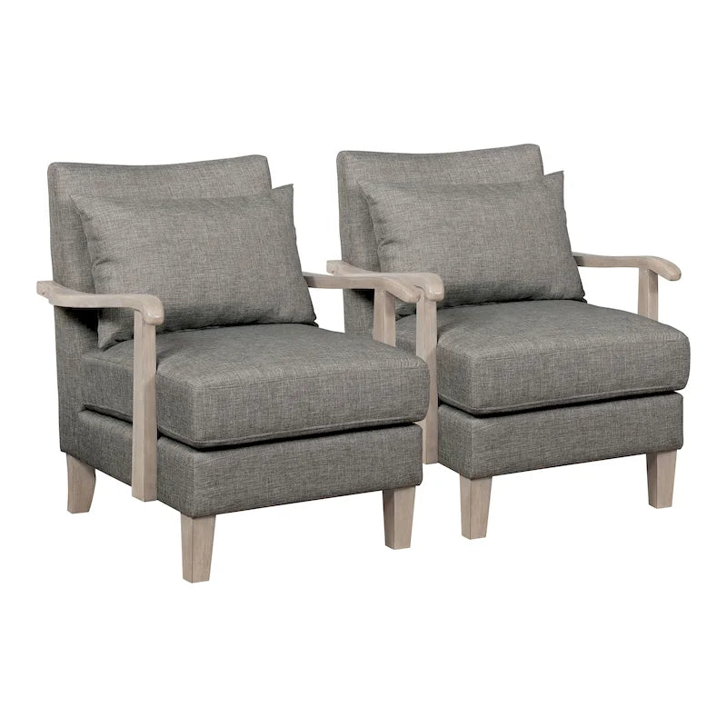 Fauteuil d'appoint contemporain rembourré en tissu gris