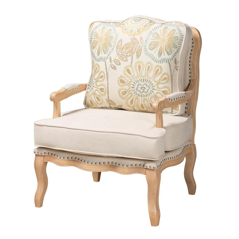 Fauteuil d'appoint traditionnel français multicolore / bleu marine / crème pour 1 personne