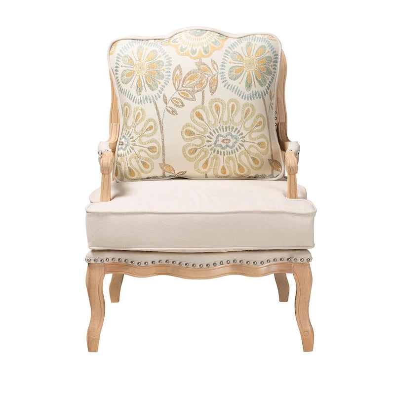 Fauteuil d'appoint traditionnel français multicolore / bleu marine / crème pour 1 personne