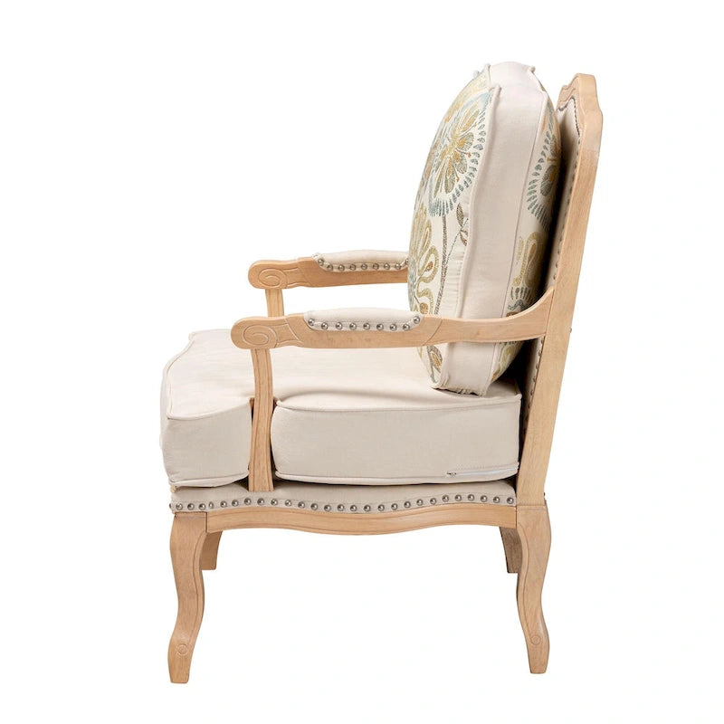 Fauteuil d'appoint traditionnel français multicolore / bleu marine / crème pour 1 personne