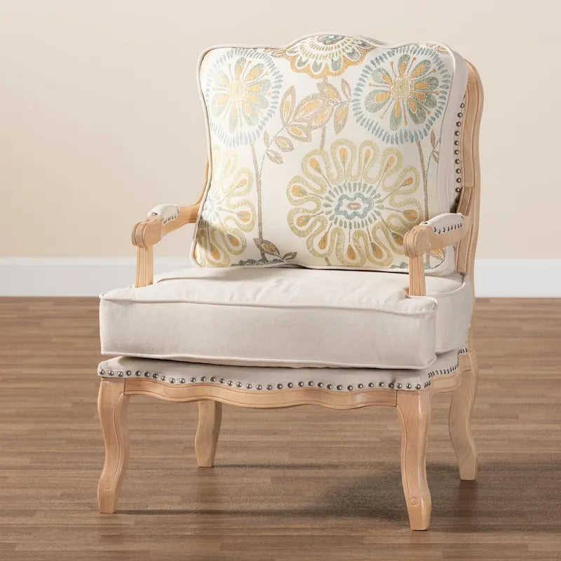 Fauteuil d'appoint traditionnel français multicolore / bleu marine / crème pour 1 personne