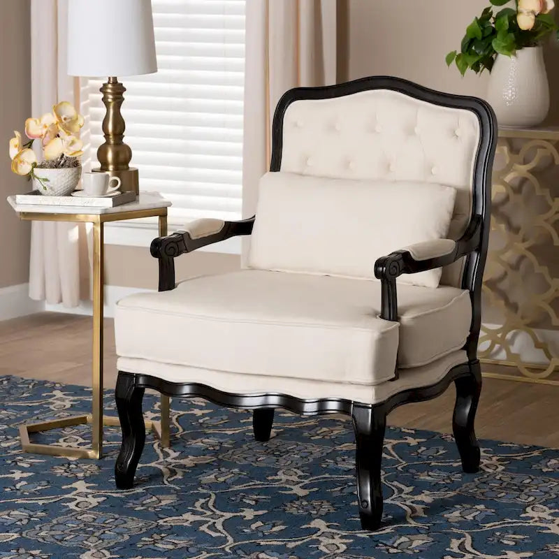 Fauteuil d'appoint traditionnel français multicolore / bleu marine / crème pour 1 personne