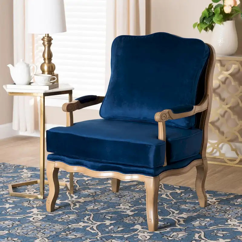 Fauteuil d'appoint traditionnel français multicolore / bleu marine / crème pour 1 personne