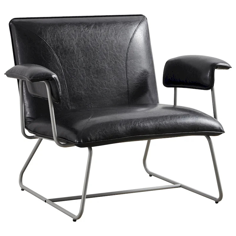 Fauteuil de salon accent en similicuir PU noir/marron pour 1 personne