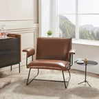 Fauteuil de salon accent en similicuir PU noir/marron pour 1 personne