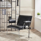Fauteuil de salon accent en similicuir PU noir/marron pour 1 personne