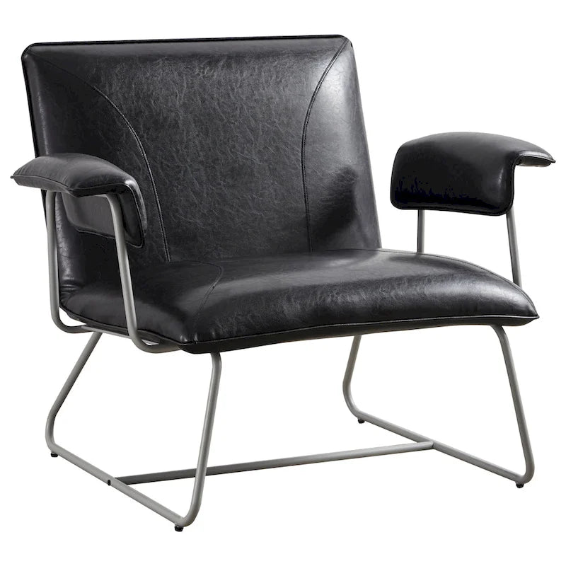 Fauteuil de salon accent en similicuir PU noir/marron pour 1 personne