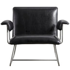 Fauteuil de salon accent en similicuir PU noir/marron pour 1 personne