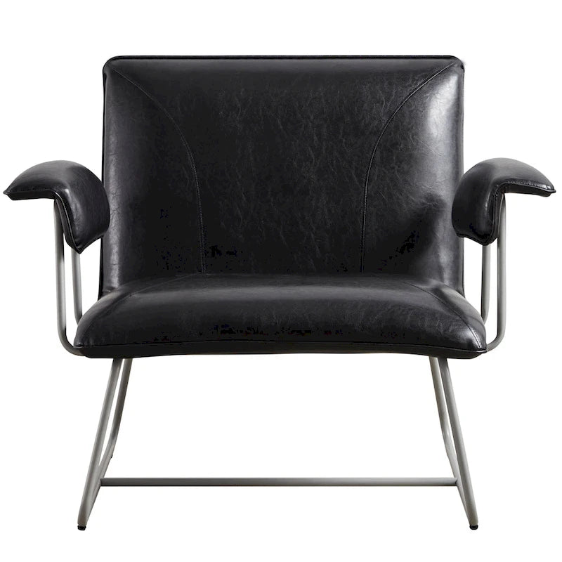 Fauteuil de salon accent en similicuir PU noir/marron pour 1 personne