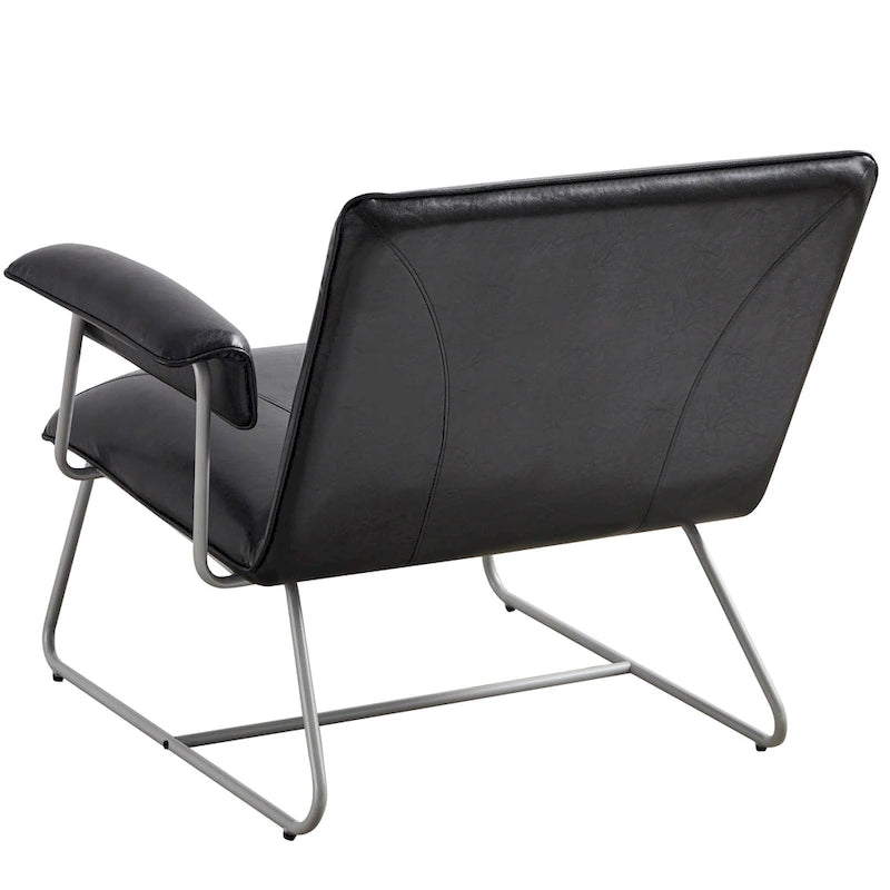 Fauteuil de salon accent en similicuir PU noir/marron pour 1 personne