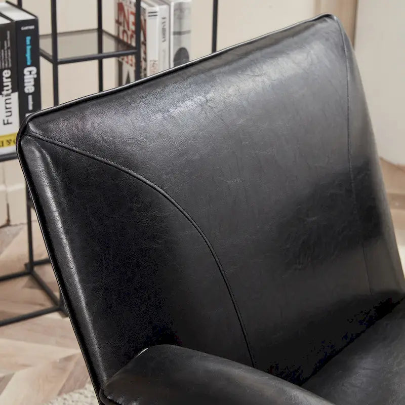 Fauteuil de salon accent en similicuir PU noir/marron pour 1 personne