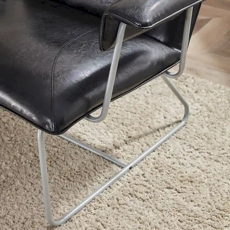 Fauteuil de salon accent en similicuir PU noir/marron pour 1 personne