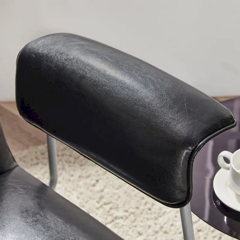 Fauteuil de salon accent en similicuir PU noir/marron pour 1 personne