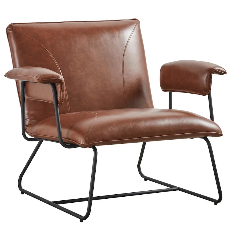 Fauteuil de salon accent en similicuir PU noir/marron pour 1 personne
